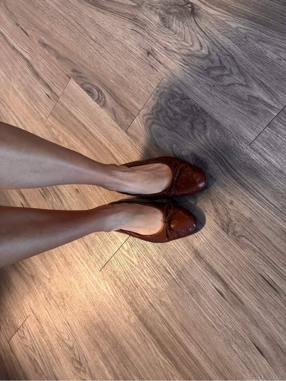 Polo by Ralph Lauren Cognac Leather Ballet Flats with Bow - Picture 4 of 5